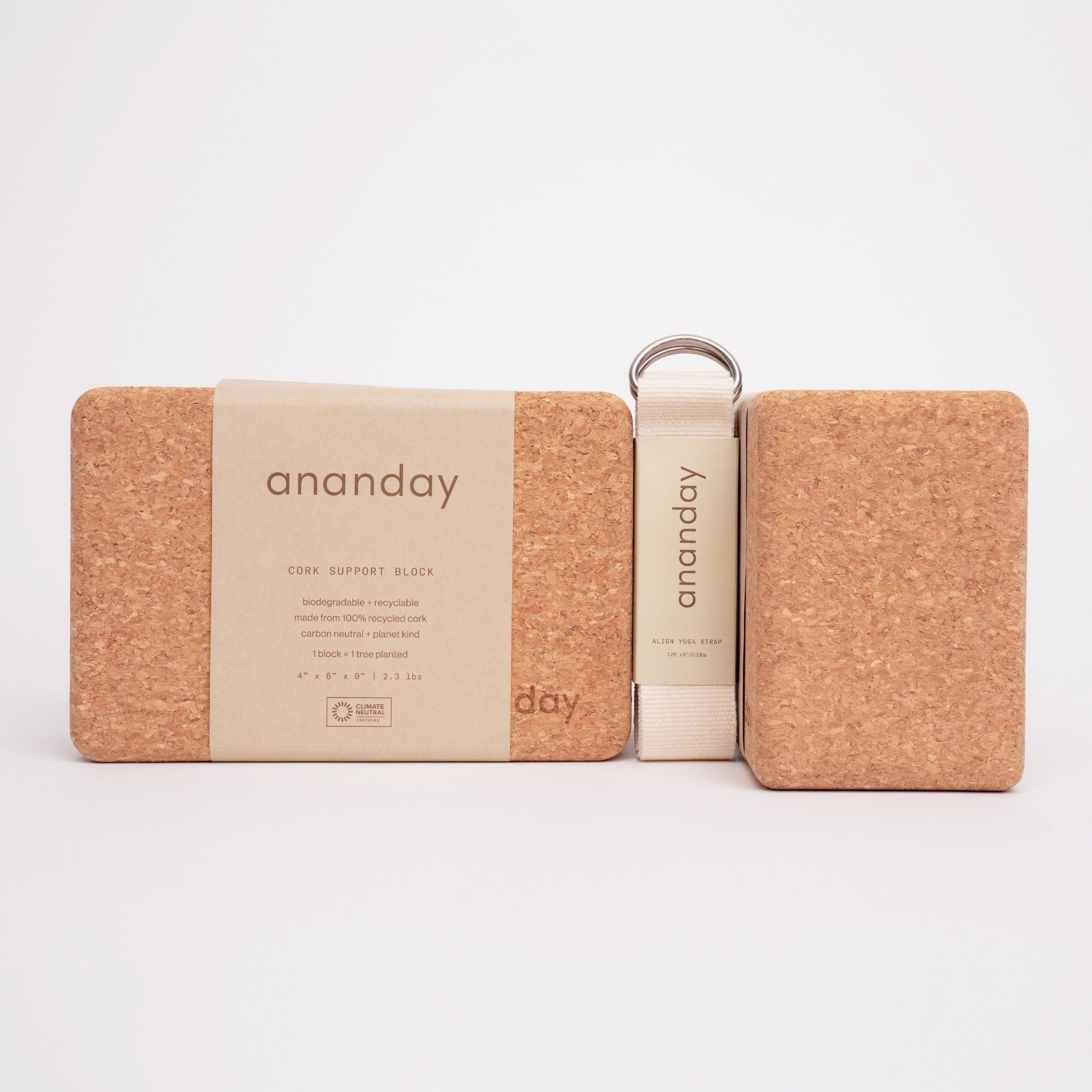 Ananday Yoga Block and Strap Set